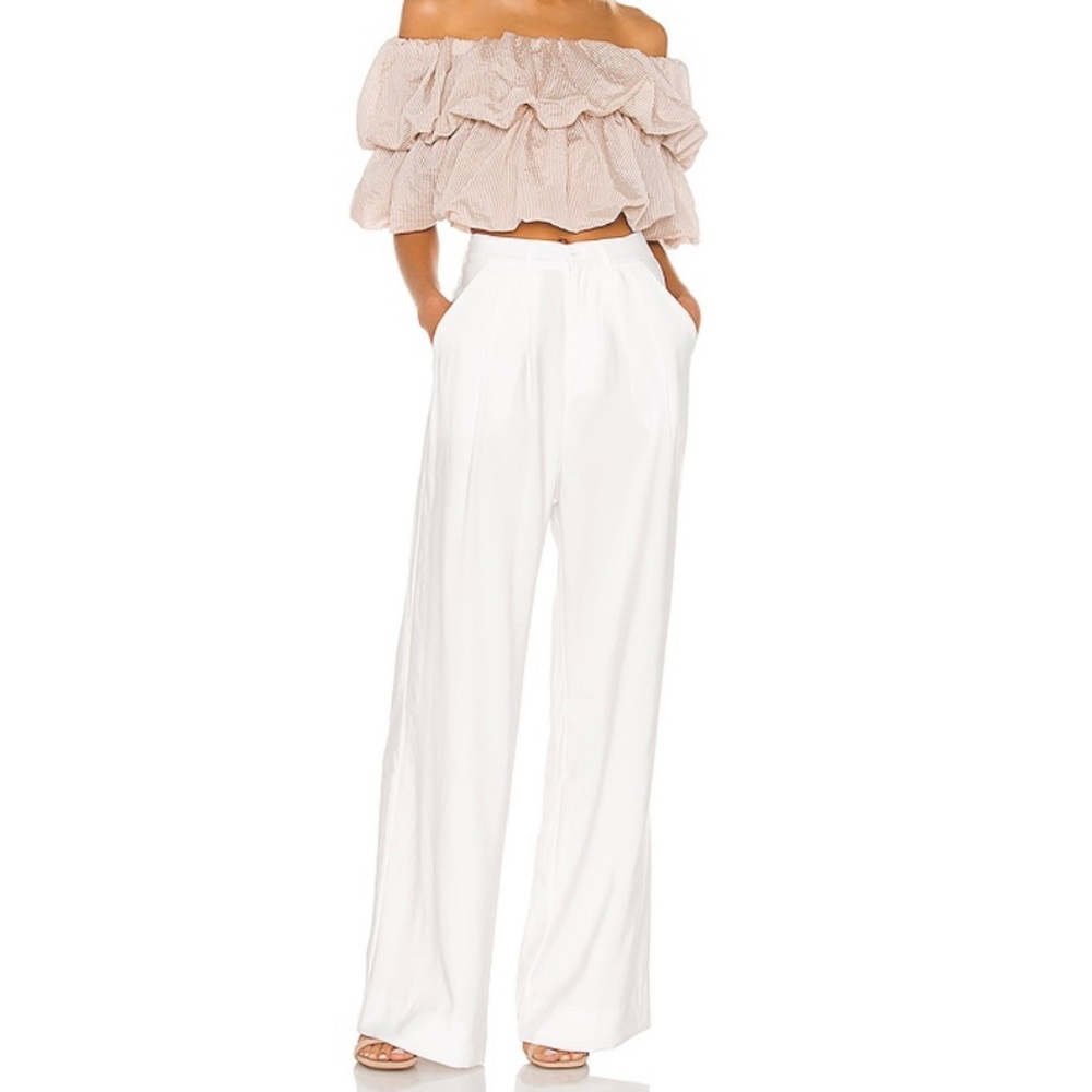 NONCHALANT Label White High-Rise Wide Leg Pants XS